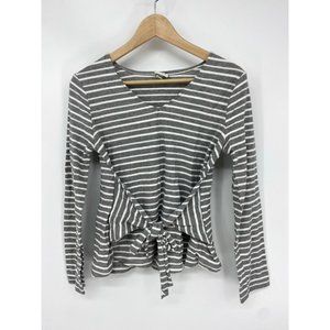 A New Day striped knit v-neck tie detail long sleeve top